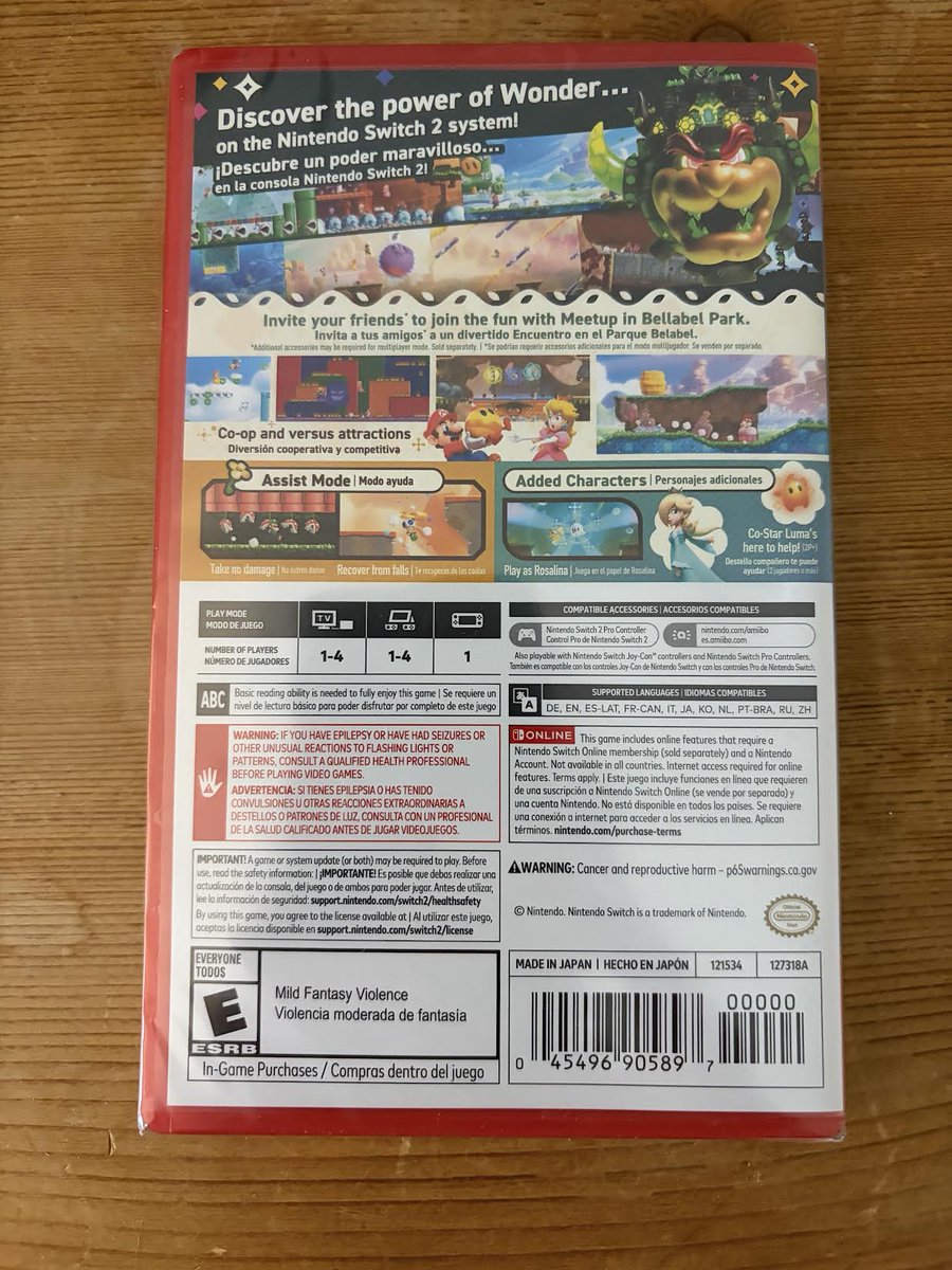 My copy of Super Mario Bros. Wonder Switch 2 Edition arrived!

2D Platformers don't get much better than Super Mario Bros. Wonder.