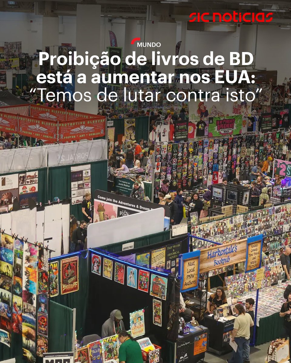 SICNoticias's tweet image. A proibição de livros de banda desenhada em escolas e bibliotecas dos Estados Unidos está a aumentar e a situação pode piorar, disse o responsável do Comic Book Defense Fund, Jeff Trexler, durante a conferência WonderCon 2026.

Saiba mais aqui: bit.ly/4rXNroL

#bd