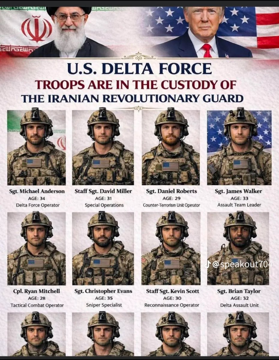 tvir_X's tweet photo. 🚨 BREAKING

Iran’s Revolutionary Guard Corps confirmed capturing at least 50 U.S. Delta Force or CENTCOM personnel with advanced weapons in the Strait of Hormuz.

An Iranian spokesman said: “Iran is not Venezuela, and the U.S. is repeating this mistake.” https://t.co/k3NfvW9U3S