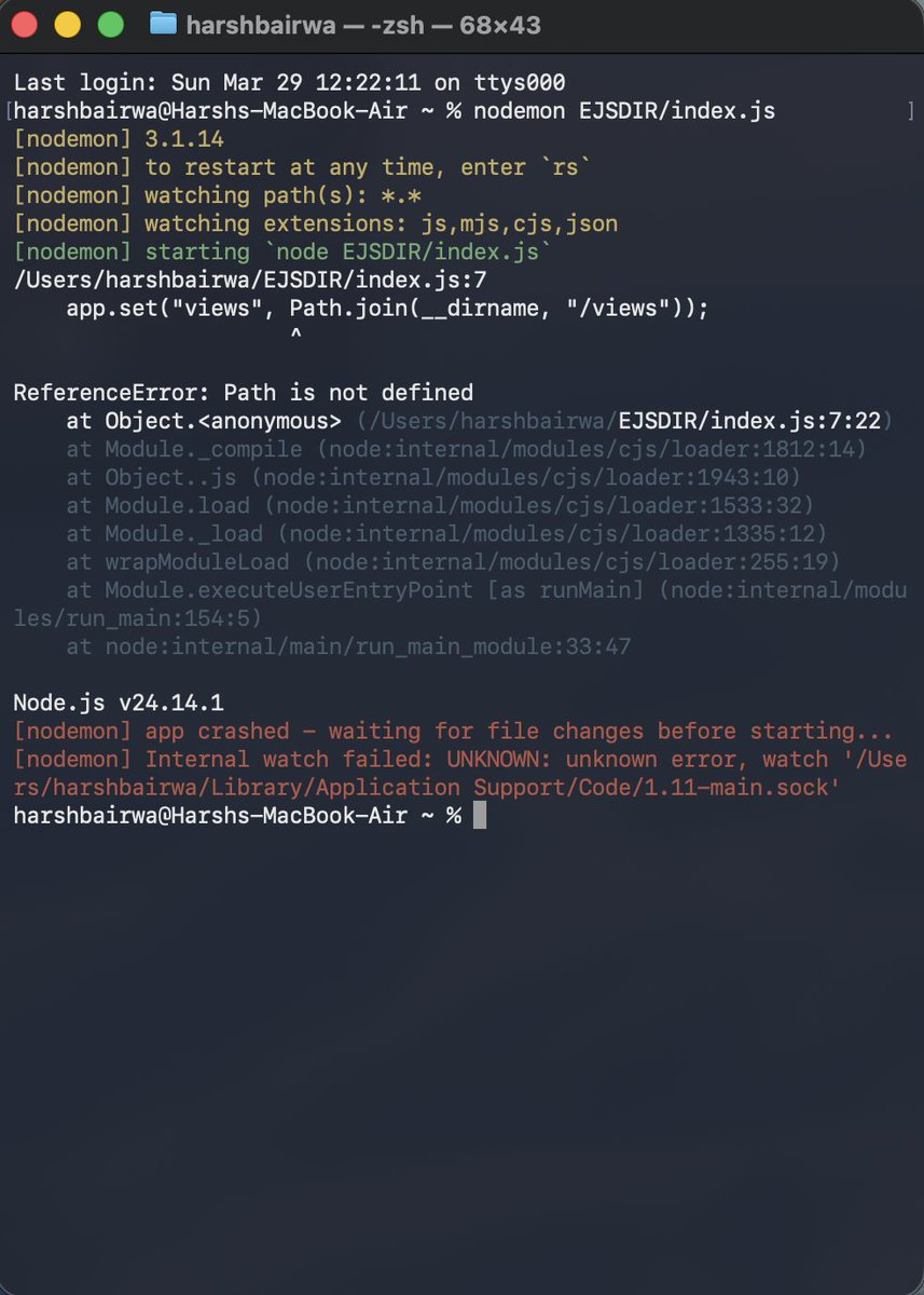 _harshbairwa_'s tweet photo. Static HTML is dead to me. ๐
Day 48..!!
EJS lets your server generate HTML dynamically -based on real data, in real time.
That's how every major website actually works. ๐
#EJS #NodeJS #100DaysOfCode @ShradhaKhapra_
@ApnacollegeX https://t.co/tSs5s5q9A7