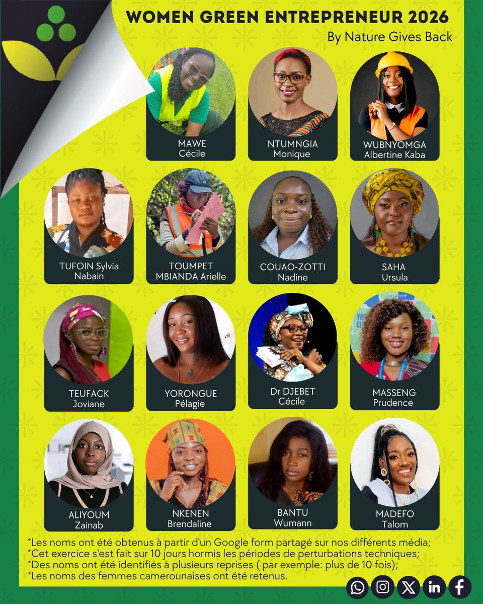 NatureGives's tweet photo. En ce mois de mars @NatureGives célèbre les GREEN  ENTREPRENEUSES (2ed.)
Ces Camerounaises qui voient en la crise climatique des opportunités d’entreprises. Bonne suite à vous les Warriors. 

Ceci est notre manière de mettre la lumière sur ce que vous faites 

#GiveToGain https://t.co/pdCl1xUGOE