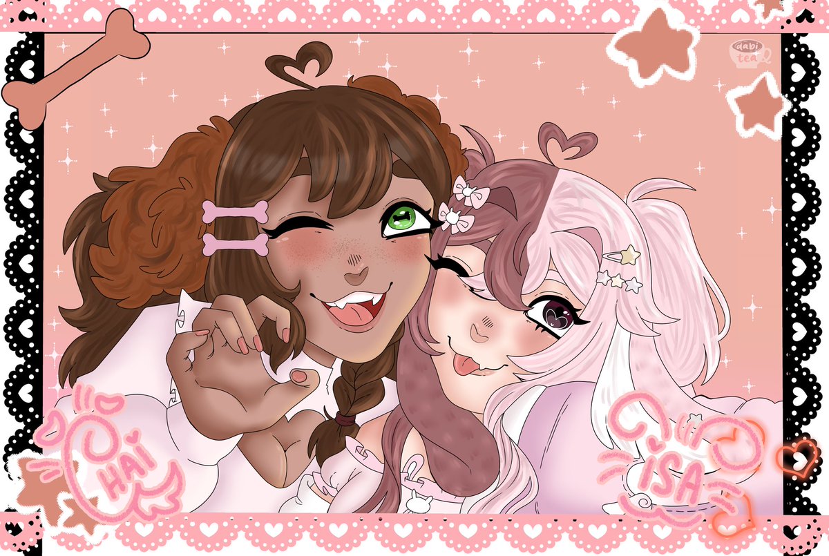 dabiteaVT's tweet photo. A puppygirl and a bunnygirl walk into a photobooth… 

My cute lil duo art I drew with my vtuber and @iisabun ‘s vtuber!! 💖 https://t.co/jjWBbhPLzZ