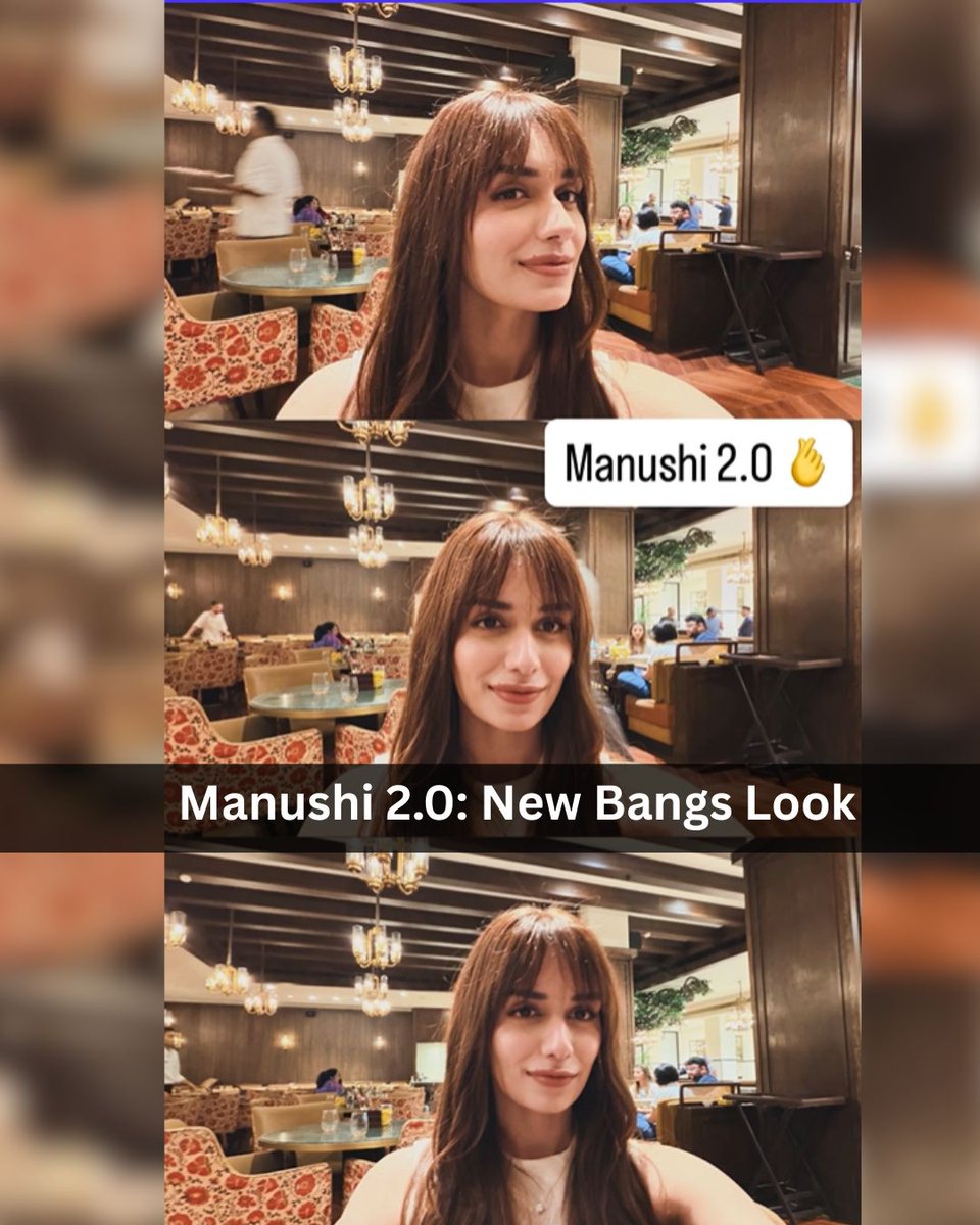 DelhiTimesTweet's tweet image. #ManushiChhillar reveales a new hairstyle, sporting bangs and flexing to the transformation as “Manushi 2.0”🥰

 #NewLook #Bangs #HairTransformation #bollywoodnews