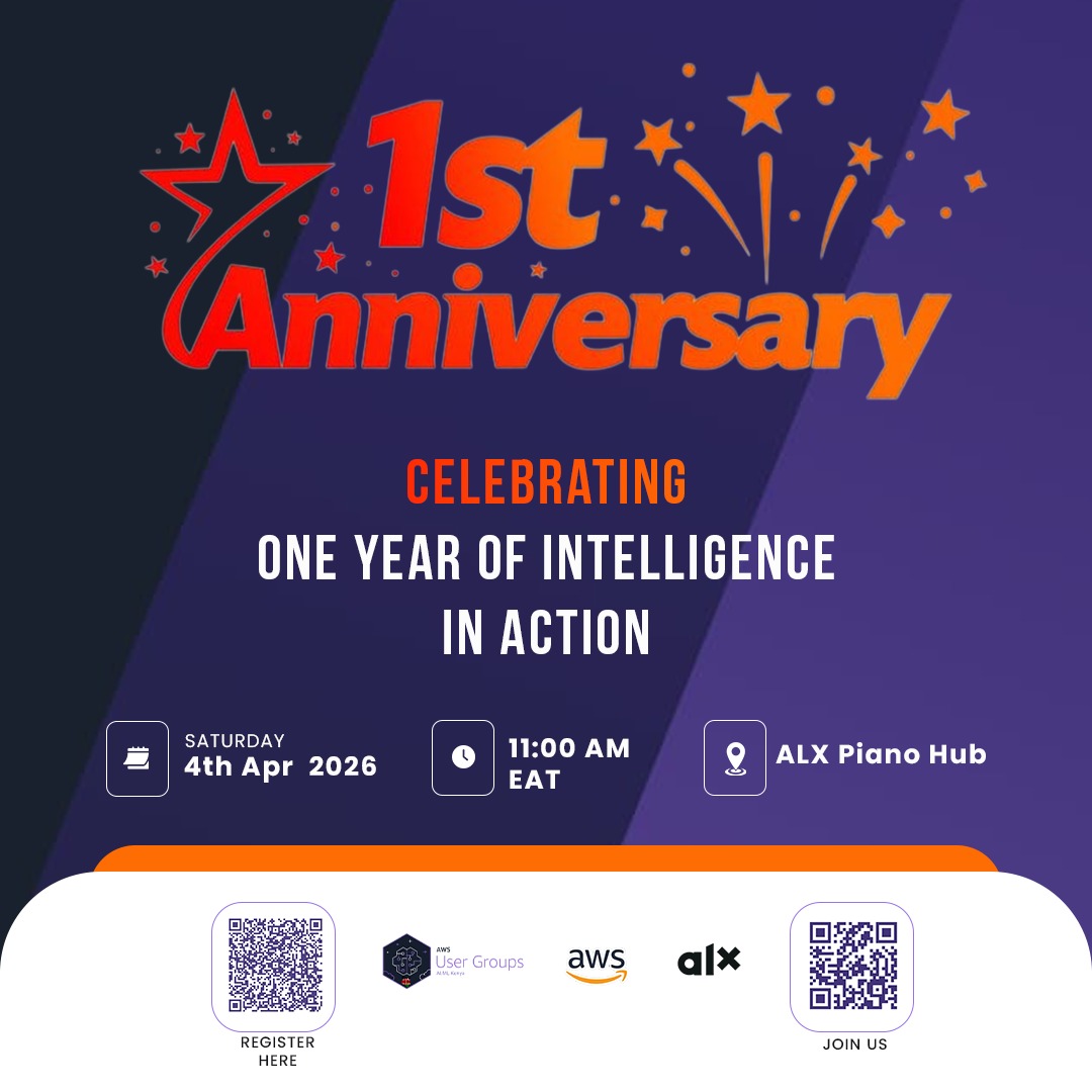 awsaimlkenyaug's tweet photo. One year ago, we started with a goal: build a community where AI, cloud, and innovation meet in practice. 

Join us as we reflect on the journey, highlight the builders in our community, and explore what the future holds.

RSVP:https://t.co/7KUInYNelt https://t.co/WxairkYxjV