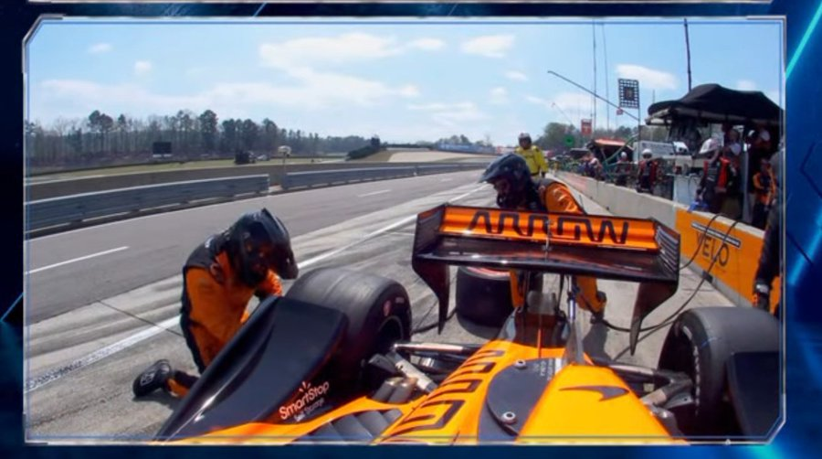 Motorsport's tweet photo. Devastation!  

Christian Lundgaard was poised to take the fight to Alex Palou for the win, but a 17.8 seconds pit stop crushes his hopes. https://t.co/t5x4EVtelU