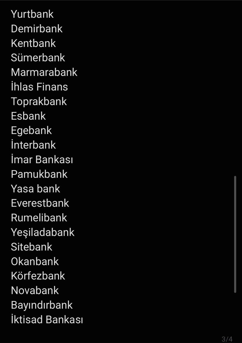 Ülkemizde son 40 yılda kirli ilişkiler sonucu batırılan holding ve bankalar..
50 Holding,25 Banka.
Binlerce mağdur..
Hiç edilen devasa ekonomi..
Ülkemiz bir türlü ekonomik krizlerden kurtulamadı..
Düşmanı dışarda aramaya gerek yok,hırsız içeriden olunca kapı kilit tutmuyor işte.!