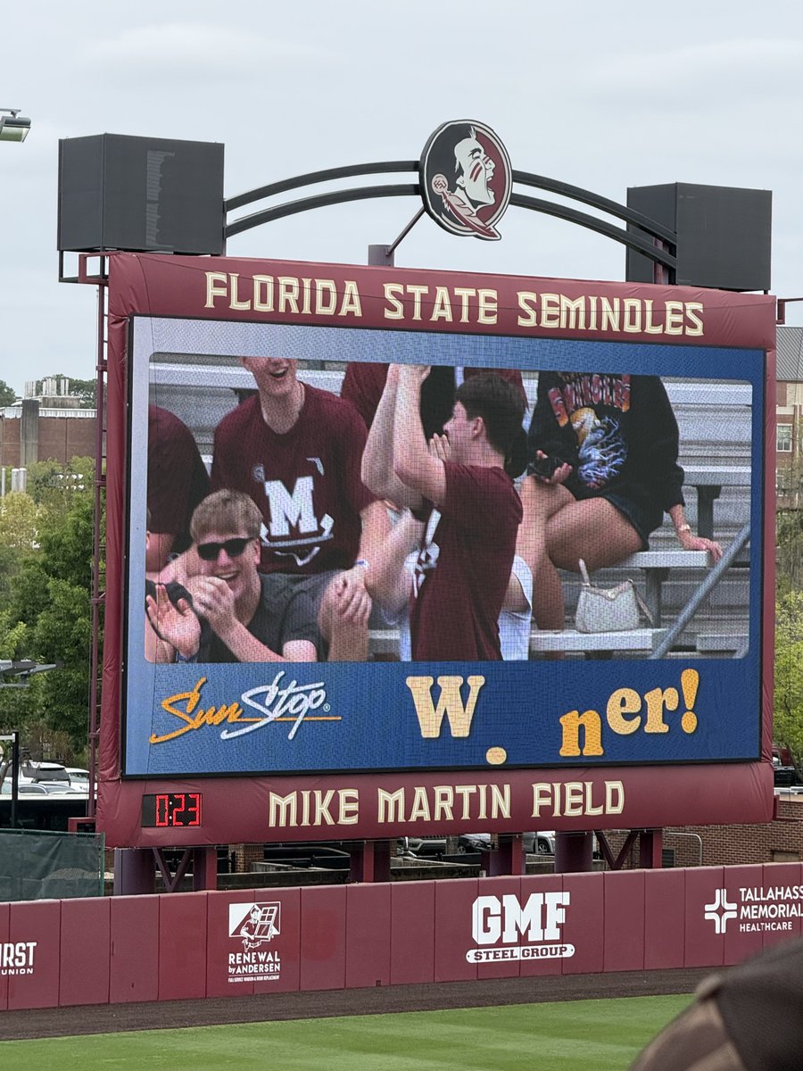 McDowellBseball's tweet photo. Congrats to Joe!  The Sun Stop Winner at the FSU game! https://t.co/lwGTvxCwMq