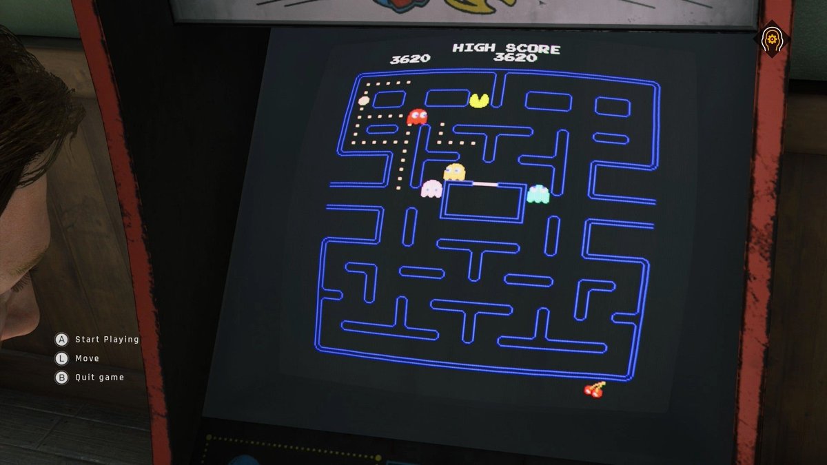 Elliot_Tek's tweet photo. @serenade_sun @LocalBtnMasher Twin Mirror also has a playable PacMan arcade (and there's an achievement tied to it). I put it in there. https://t.co/ZCFNfap51H