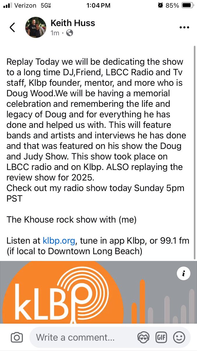 klifnotes's tweet photo. Replay Today we will be celebrating life and legacy of a friend ,LBCC staff, Klbp founder who is Doug Wood. We will feature artists ,interviews and more. Replaying 2025 as well.Check out my radio show today Sundays 5pm PST
Listen at https://t.co/3SxdZrWIZf klbp, tune in app https://t.co/4QXj8pYhg3