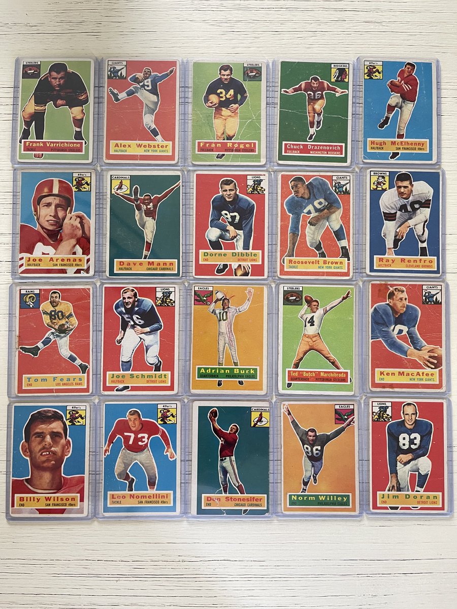 BobHowellUSA's tweet image. Hey #Hobby friends… who knew I also dabbled w/ #Vintage 🏈? Here’s some 56’s, looking to trade as I’m down to needing 2 to finish the set. Let’s chat, it’s a long shot, maybe I can find a well loved 1 out there!
