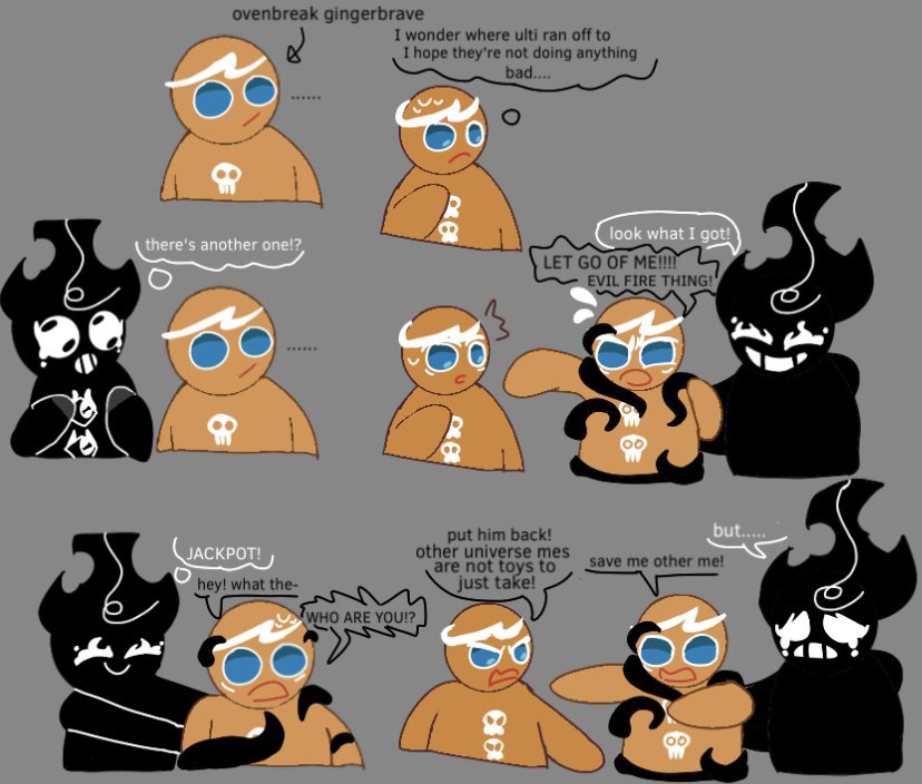 altluck's tweet image. Double trouble (I wanted to make a different comic that cannon ulti and crk gb meet crob gb just because)
Their greed is literally immaculate 
#gingerbrave #crkgingerbrave #crobgingerbrave
#ultimatecookie
#ultibrave