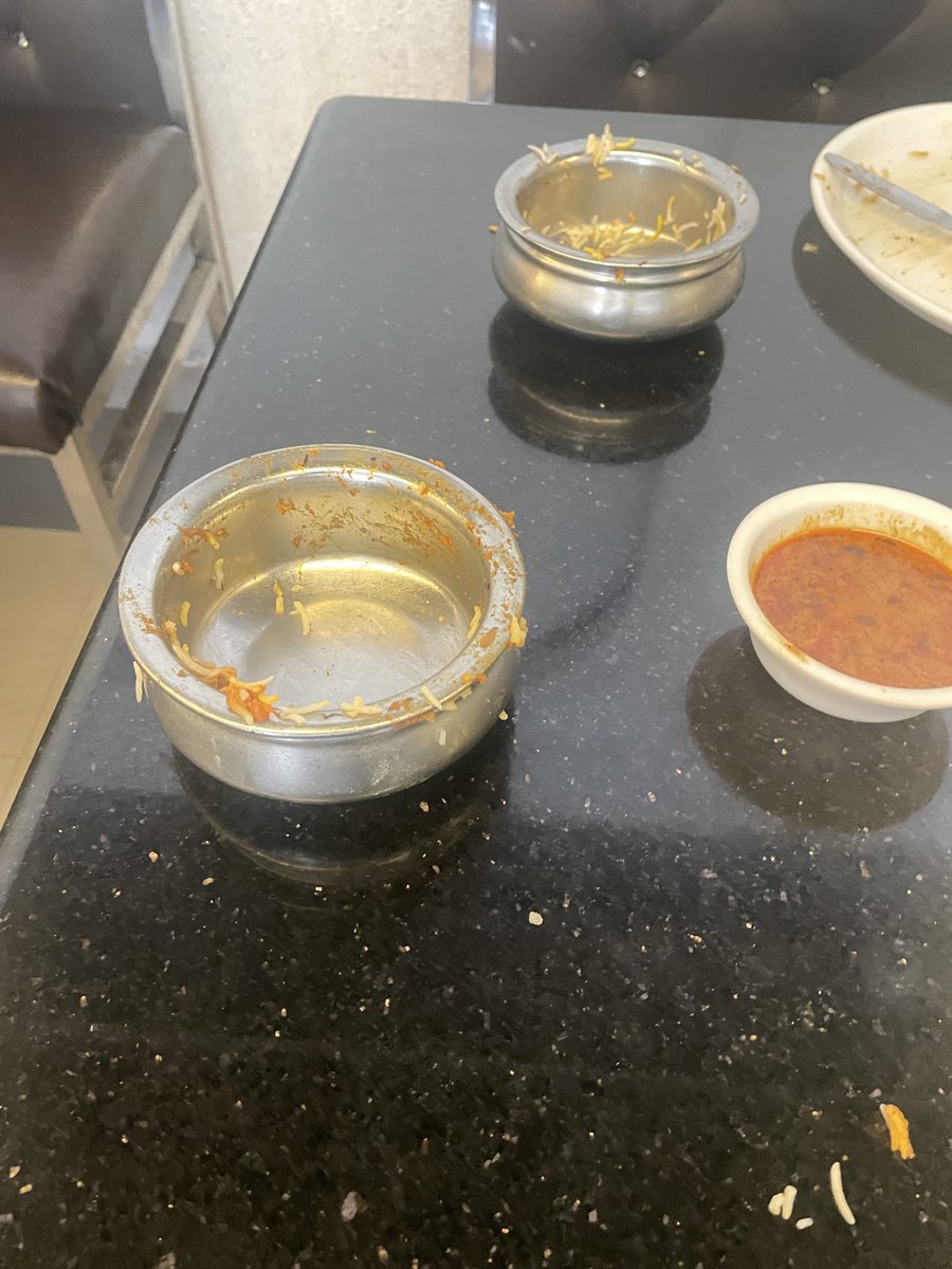 Sai2000Borra's tweet photo. We visited this place today, the worst place i have visited till the date. Charging around 200 rupee per biryani and giving a small bowl which is eaten  by small kid. How @telangana govt providing
permission to this type of restaurants ? https://t.co/77KfDsbySY