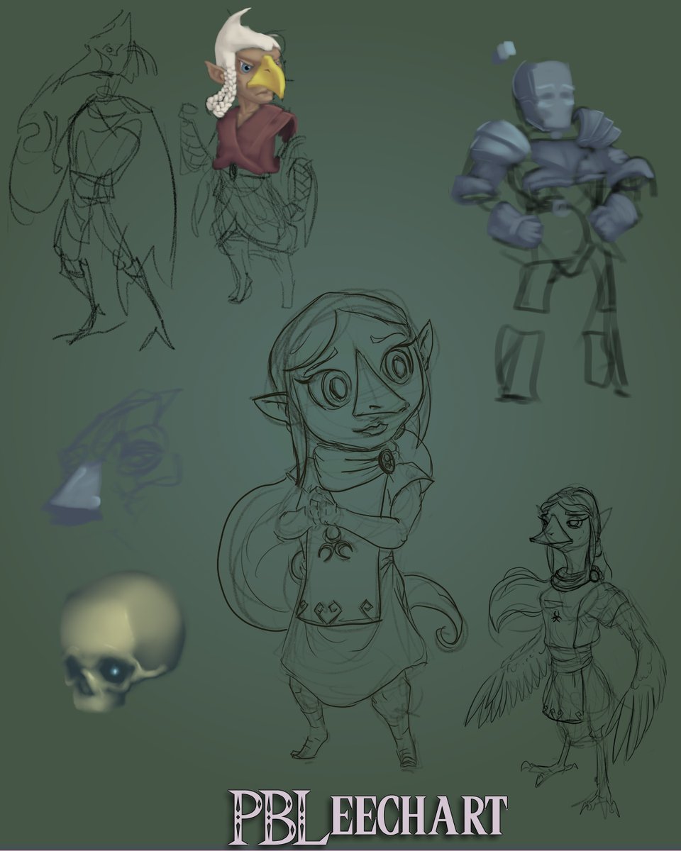 PBLeechart's tweet photo. '21-'23:  Rito sketches, after playing some BotW and TotK, I wanted to draw some Rito and see if I could convert the ones from WW to BotW style.  didn't do enough, but will get back to it one day.

#art #digitalart #Doodles #CSP #ClipStudioPaint #sketches #Zelda #Rito https://t.co/hHfIWbjlWL