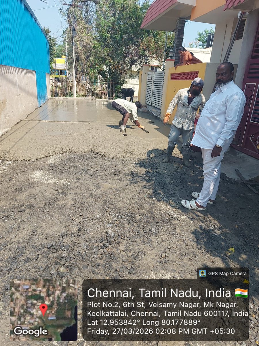 cmuthukumar117's tweet photo. தாம்பரம் மாநகராட்சி வார்டு 20க்கு உட்பட்ட ஈஸ்வரன் நகர் வேலுச்சாமி நகர் பாக்கியம்மாள் தெரு கோல்டன் அவென்யூ மற்றும் கஸ்தூரிபாய் தெரு ஆகிய பகுதிகளில் புதிய சாலை அமைக்கும் பணி நடைபெற்றது இதனை மாமன்ற உறுப்பினர் திரு செ.முத்துகுமார் அவர்கள் நேரில் சென்று ஆய்வு மேற்கொண்டார் https://t.co/ezRy5R2b8R