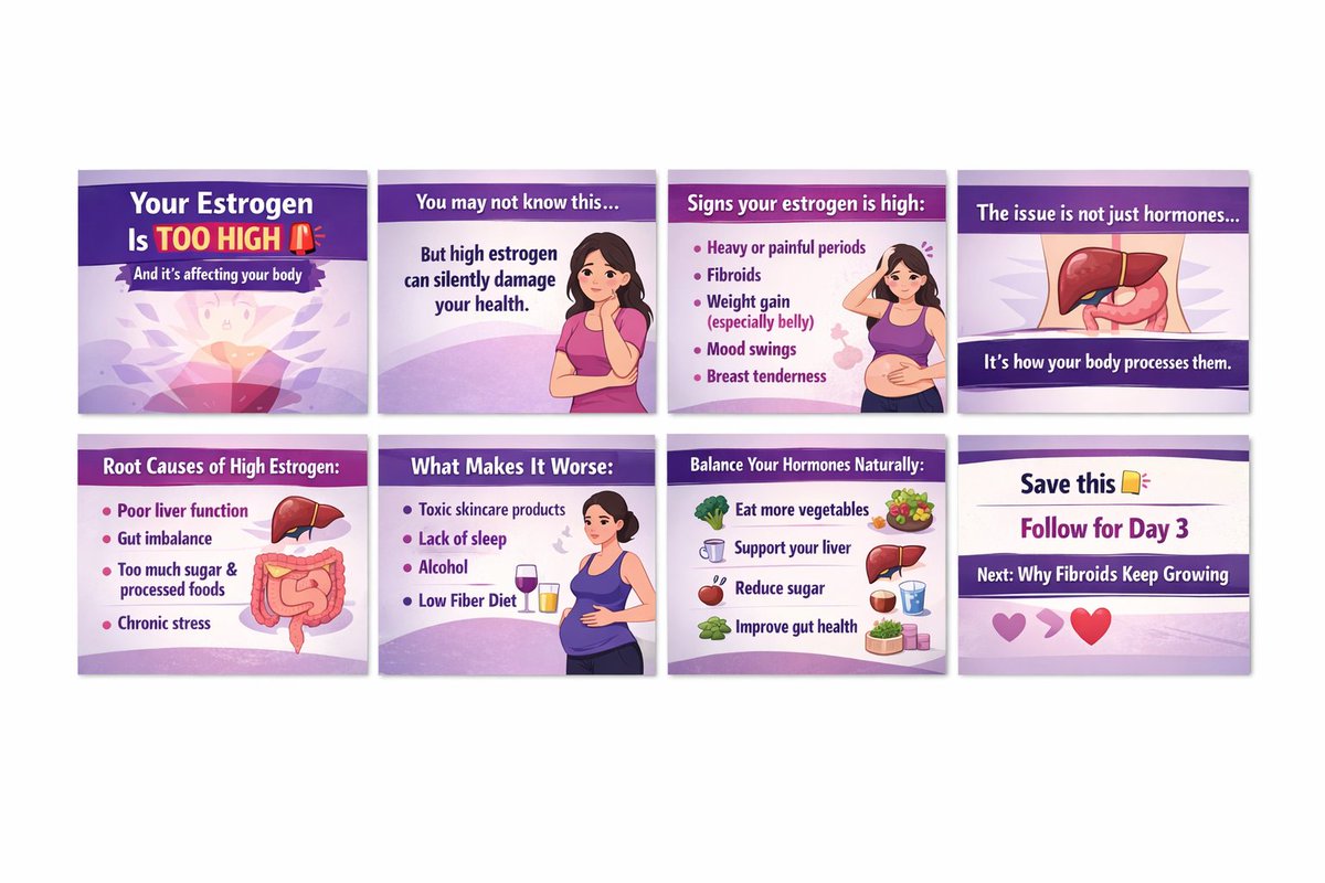 Sidiqah_'s tweet image. High estrogen is the hidden reason behind many women’s health problems 🚨

#HighEstrogen
#HormoneBalance
#EstrogenDominance
#WomensHealth
#FibroidsAwareness