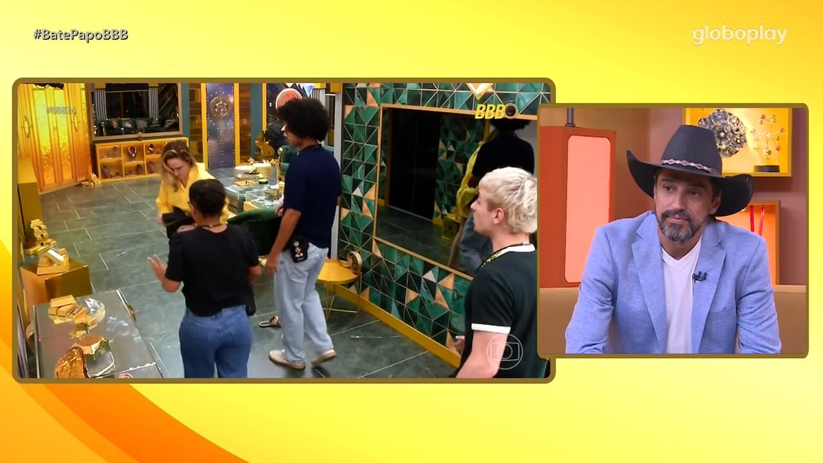 PlantaoCentral's tweet photo. 📺 Cowboy reage à cena da treta envolvendo a Prova do Anjo e o pai de Ana Paula.

Cowboy: "Tá vendo que eu não falei [do pai]? Eu falei dela!"  

Gil: "Olhando agora, você não acha que os dois passaram do ponto?"  #BBB26 https://t.co/G5rqs0vrVp