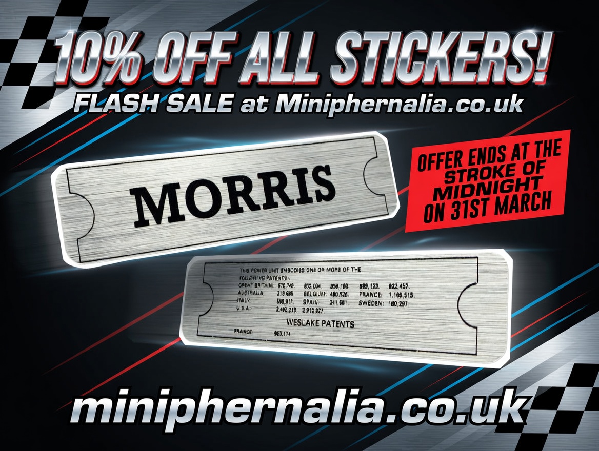 miniphernalia's tweet image. Visit miniphernalia.co.uk, have a browse, add your stickers to the cart, add voucher code " Stick_it " at the checkout and you'll get 10% knocked off your total, sorted! #FlashSale #TenPercentOff #Stickers #RhubarbandCustard #ClassicMini #MorrisMinor #MiniMetro