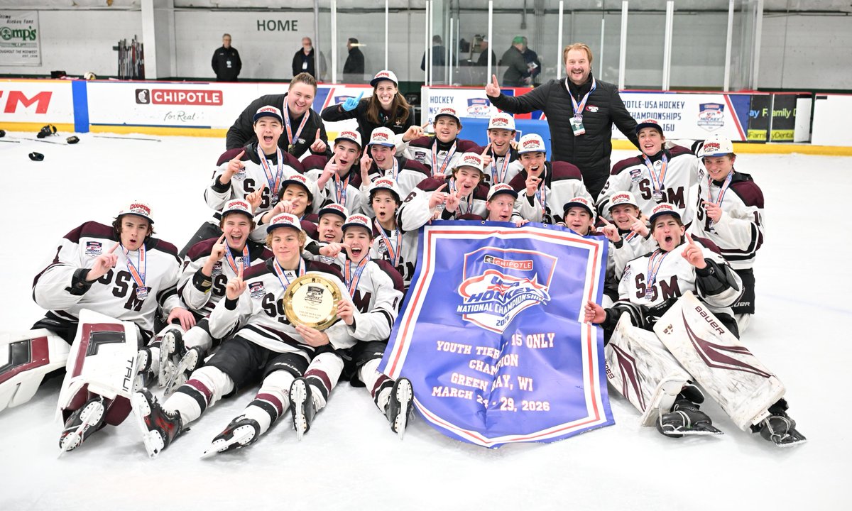 usahockey's tweet photo. Shattuck-St. Mary’s is bringing home the 2026 @ChipotleTweets-USA Hockey Youth Tier I 15O National Championship! 🏆

#USAHNationals game recap: https://t.co/CqVE8rOzQv https://t.co/zJnilMjyy2