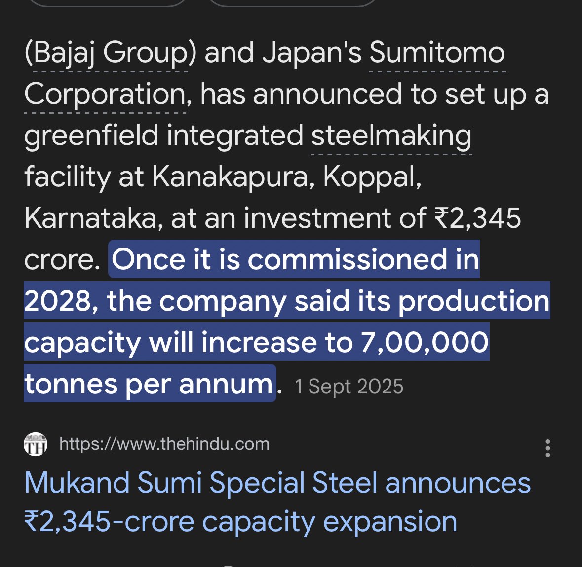 bjshah8001's tweet photo. Mukand Ltd
Promoted by Jamnalal Bajaj | Bajaj Auto Group
Market Cap: ₹1,700 Cr
Land sale proceeds received: ₹445.35 Cr
Additional ₹110 Cr pending
₹110 Cr received last year
Financial Position:
Net Debt: Nil
Working Capital Utilization: ~₹1,400 Cr
Inventory: ~₹2,000 Cr
Interest Cost (9M): ~₹110 Cr
🔰Land sale proceeds could directly save ~₹50 Cr in interest
▶️Cash Flow:
Current cash accrual: ₹100–150 Cr
Expected to increase to: ₹150–200 Cr
▶️Valuation:
Enterprise Value (EV): ~₹1,000 Cr
Sales : 5,000 Cr
Bajaj Group’s stainless steel & alloy business available at ~0.20x revenue❤️
▶️Assuming no major capex in d near term, annual cash generation of ₹150–200 Cr could further reduce interest costs=higher Net Earning
(In future definitely Big Expansion - like
Mukand sumi special steel -Jamanalal bajaj group company)
Strong conviction holding-
Among Top Share holder-
ll buy more
If any query/Q Do ask
Many Good Buisness - High Quality promoters available at distress valuation -investing in BULK
#Mukand
#BajajGroup
#SteelSector
