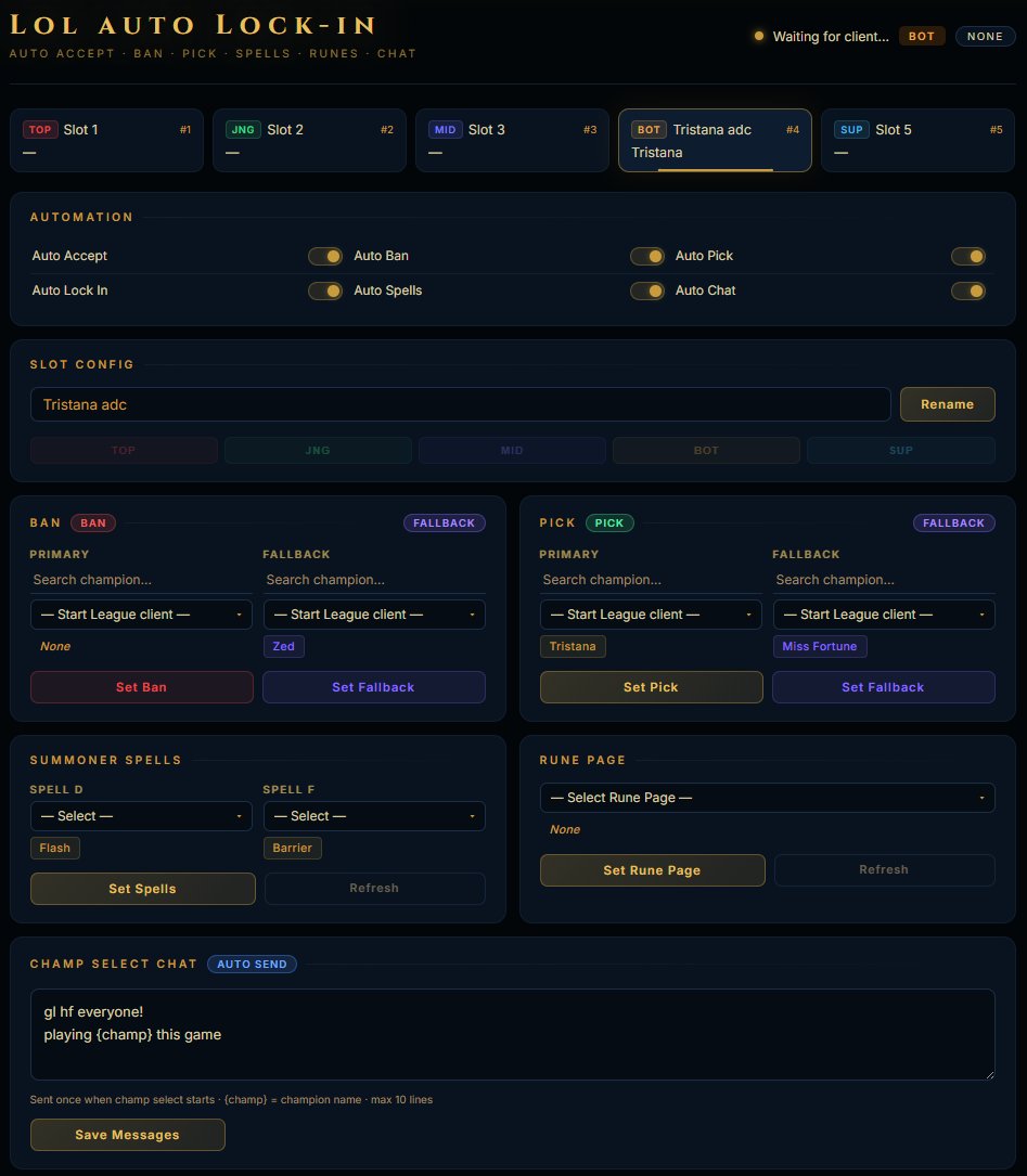 MariusAndreiTgn's tweet photo. 🚀 LOL Auto Lock-in v1.0 is live!

Because you deserve to make a sandwich in peace 🥪

Auto accept queue
Auto ban &amp; lock champions
Auto set runes &amp; spells

Download now: https://t.co/NPYWZm5rOQ

#LeagueOfLegends #LoL #GamingTools https://t.co/nKcJ4QHyrC
