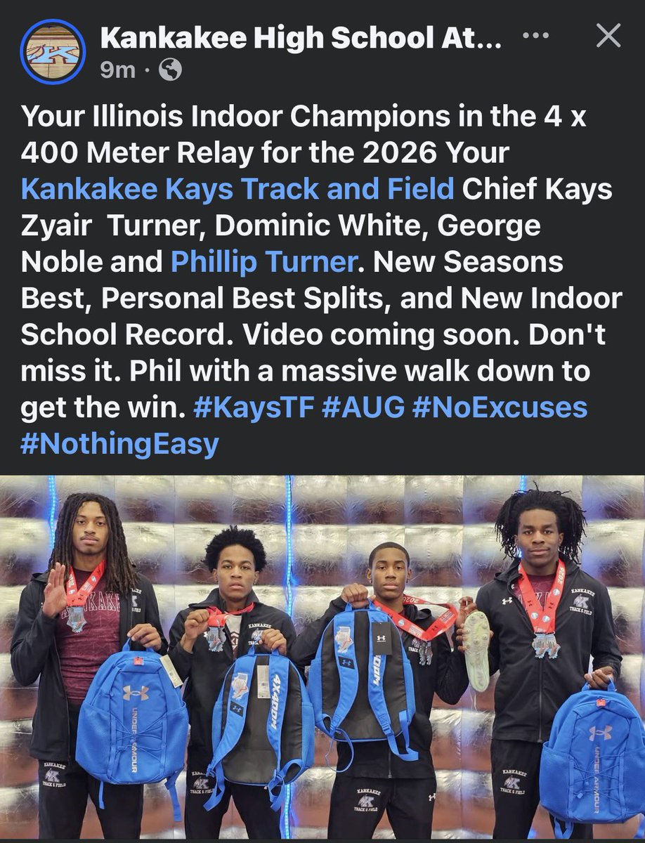dxb_Phil4's tweet image. Here is my MAJOR comeback anchor leg run in the 4x400 meter relay to give my team the win at ILLINOIS INDOOR CHAMPIONSHIPS #AGTG #ATH

48.5 split

!!!watch the maroon!!!
C/O 27 Quarterback
📍Kankakee High school

@SportswithEj @PhelpsDLCoach
@TywonBender @EDGYTIM
@TJenkins_Mck
