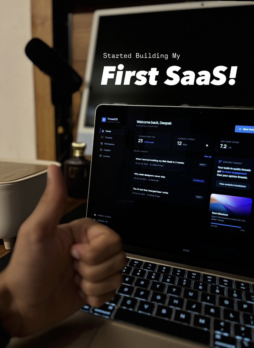uiuxdeepak's tweet photo. ThreadOS is officially in build mode🔥🔥

Researching, mapping flows, and having deep philosophical debates with AI to architect new features. I'm obsessed!

What are you building? Would love to know! https://t.co/5olioMpvkO