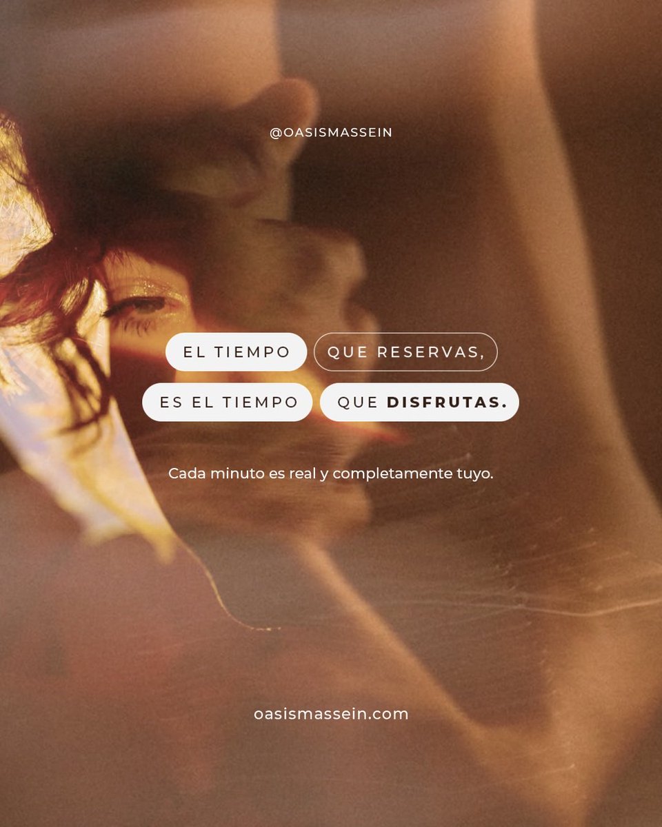 OasisMassein's tweet photo. Aquí no se acelera, no se descuenta, no se interrumpe.
El tiempo que reservas, es el tiempo que realmente vives.🍃⏳🍃
• Cada minuto es completo.
• Presente.
• Diseñado para ti.

Porque cuando una experiencia está bien creada, cada segundo cuenta. https://t.co/uaqx2jXJvI
