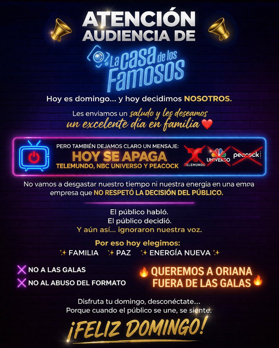 #LCDLF6 
#ORIANAFUERADELASGALAS 
COMPARTE 
<a href="/TelemundoPR/">TelemundoPR</a> <a href="/Telemundo/">Telemundo</a> <a href="/LaJefaTLMD/">La Jefa</a> <a href="/eldiariony/">El Diario Nueva York</a> <a href="/Metro_PR/">Metro_PR</a> <a href="/ElNuevoDia/">El Nuevo Día</a>  <a href="/SergioMayerb/">Sergio Mayer B.</a>