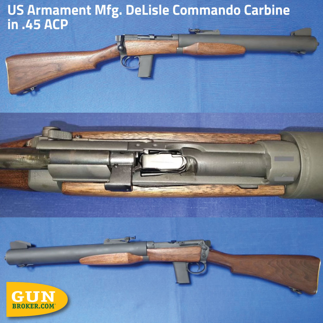 GunBroker's tweet image. 🕵️‍♂️ De Lisle Commando Carbine (.45 ACP)
👉 See it here: bit.ly/4t7XQ29
A modern reproduction of one of WWII’s most legendary covert firearms—built on the Enfield SMLE platform and chambered in .45 ACP with a modified 1911-style magazine.

#45ACP #WWIIHistory #GunCollector