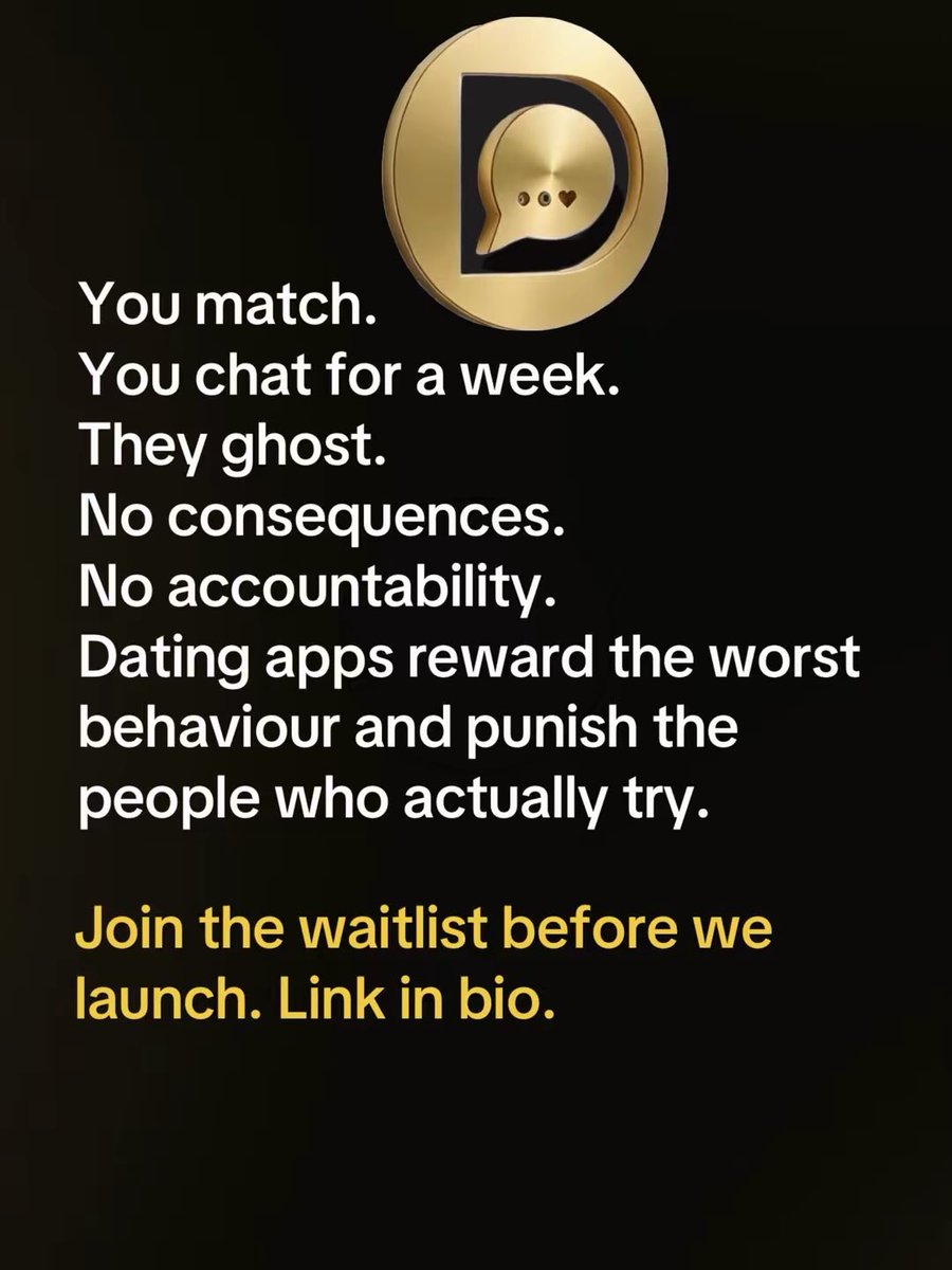 dateishapp's tweet image. If you’re tired of the games and want dating that actually respects your time and feelings…  

Join the waitlist 👇  
dateishapp.com  

#DATEISH #verifiedbydesign #DatingAppsSuck #ghosting