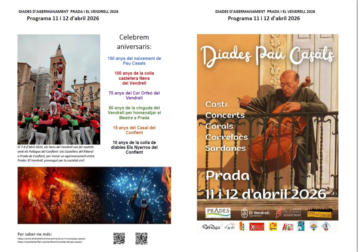 CasalConflent's tweet photo. Sou demà per #PradadeConflent?... Serem centenars a fer gresca! :)  
  #Diades de #PauCasals amb #Corrfocs #castells #música #sardanes i molt més! :-)) https://t.co/80Gjvlzfna