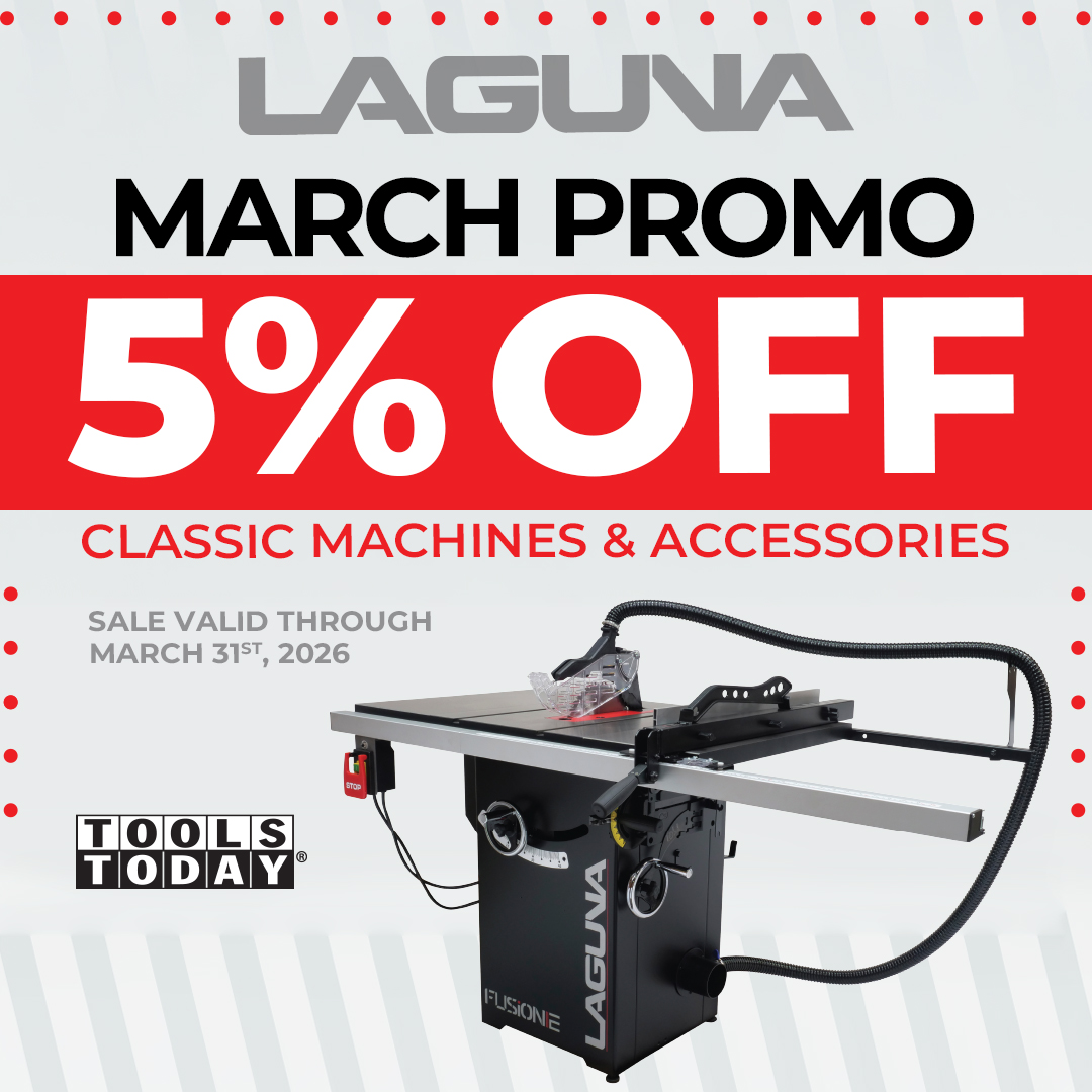 Toolstoday's tweet photo. 🔥 Laguna March Promo!
Take 5% OFF Laguna Classic Machines & Accessories and upgrade your shop with pro-grade precision.
🛠 Perfect for serious woodworkers
📅 Sale ends March 31, 2026
Shop now 👉 https://t.co/ONtBcCagvq
#LagunaTools #Woodworking #ToolsToday https://t.co/9LC2WDdAXD