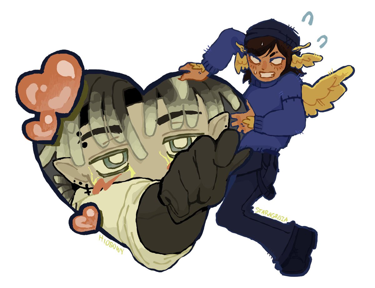 hehe me and my friend <a href="/HIOBOWY/">Karol (C0MMS OPEN)</a>  decided to collab on this awesome drawing ! <3 Thank you op for the idea!
- 🦆☢️
#qsmpfanart #naukosick #multickity #concertduo