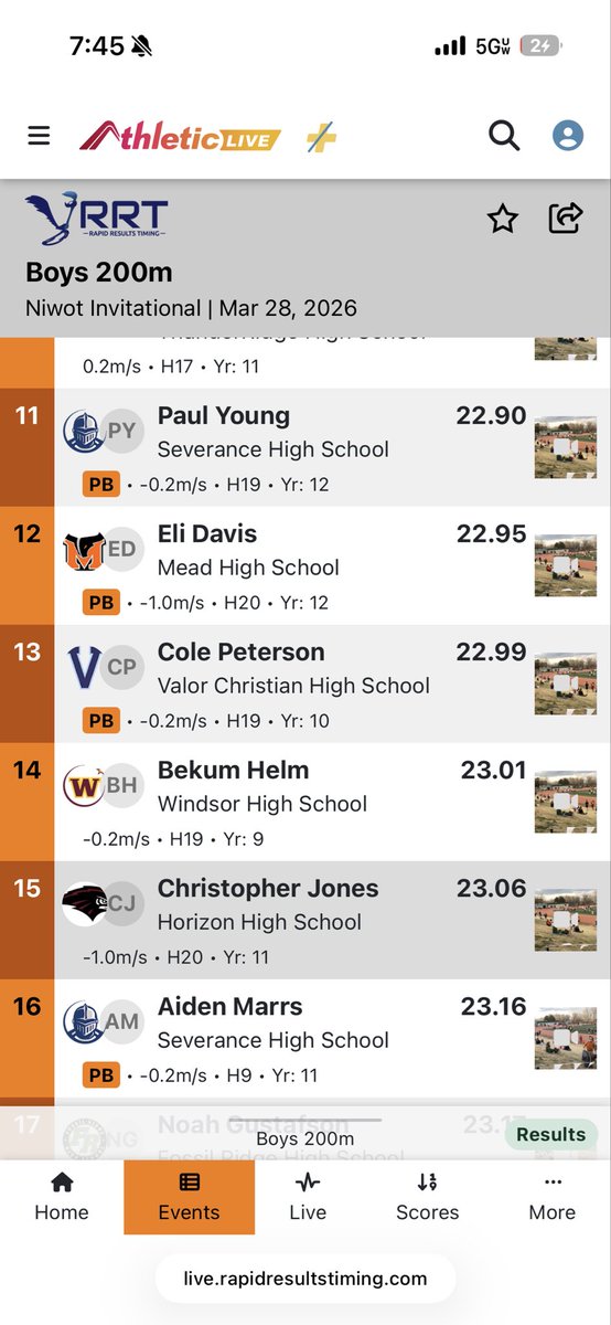 BekumHelm's tweet photo. 1st varsity meet for me I’m sitting as the 2nd fastest freshman currently in Colorado for CO 29 In the 200m open with a time of 23.01 https://t.co/qkIQ7MpTvJ