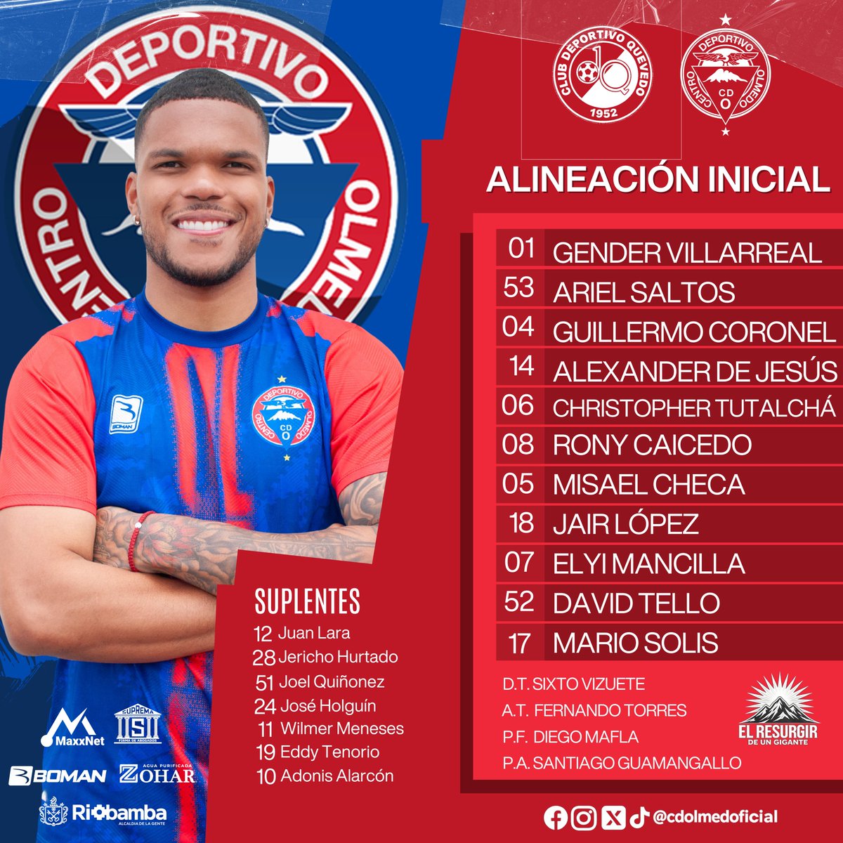 cdolmedoficial's tweet photo. Presentamos nuestro once titular para enfrentar a Deportivo Quevedo 📷📷 #CiclónDeLosAndes #ElResurgir #CDOlmedo #PartidoAmistoso https://t.co/Kb7voOG38u