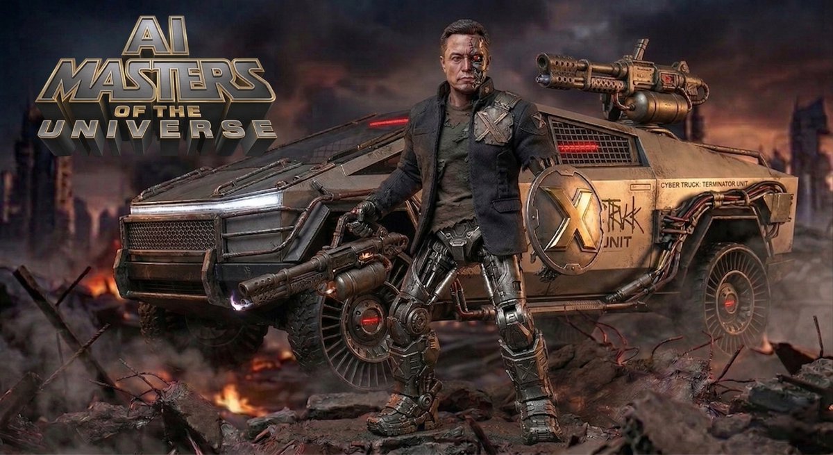 aimasters3000's tweet photo. A I MASTERS OF THE UNIVERSE ...   CYBER MUSK
#MOTU #HEMAN #AI #TERMINATOR #MATTEL #NEW #elon #x #CYBERMUSK @elonmusk https://t.co/a9Vft7057Z