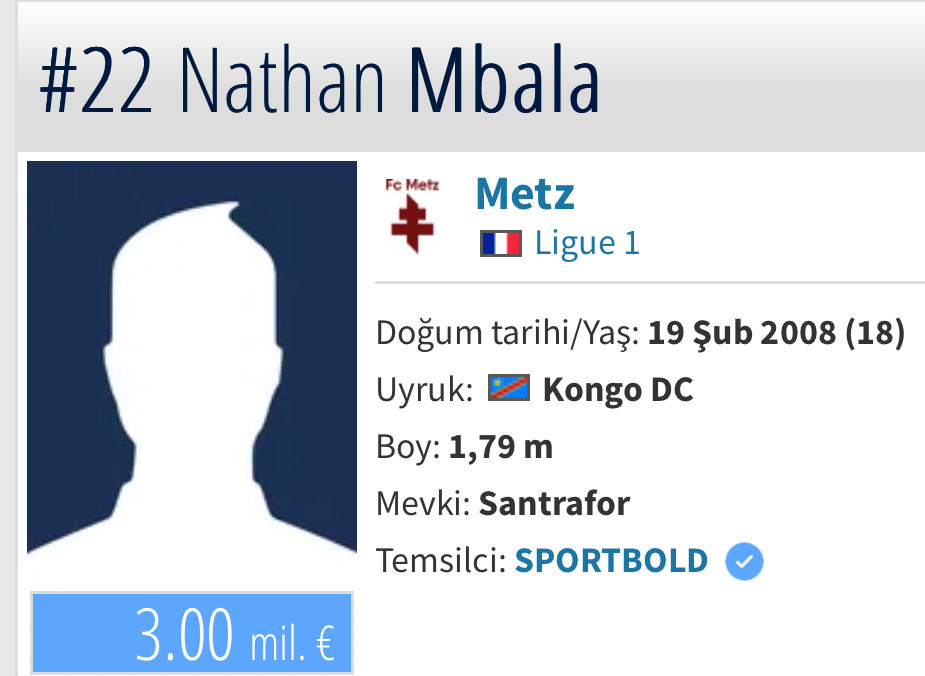 Futboxtra's tweet photo. Nathan Mbala
#Mbala
Metz çıkışlı Kongolu santrafor mu? Galatasaray kaçırmasın. Çok büyük potansiyel. https://t.co/P2Zzzs2mSM