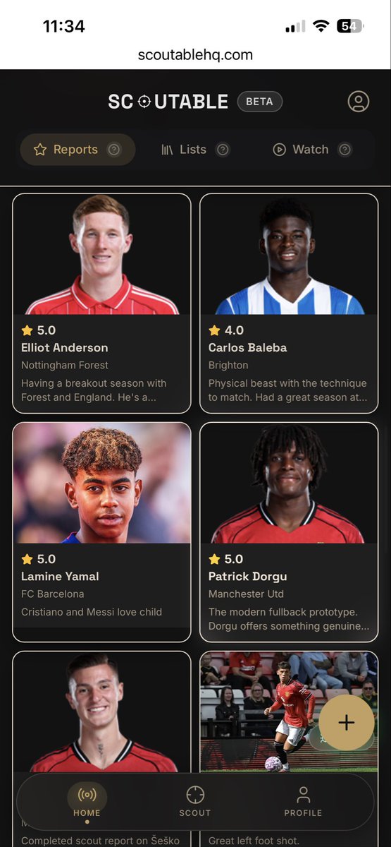 ScoutableHQ's tweet photo. I love tracking talent like Baleba, but scouting reports are scattered everywhere. Built Scoutable to fix that for myself.

Just opened the public beta and would love some feedback from the football community: https://t.co/tHY5VsWcVy ⚽️ https://t.co/viRTUKHOzm
