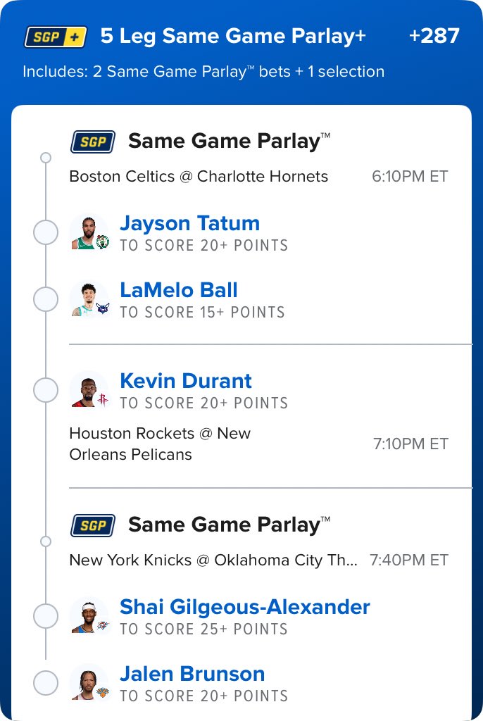 NicksPicks25's tweet photo. 💵 NBA Triple Up Parlay

🏀 Probably could've gone for a few more points on most of these guys, but trying to make it a little safer

🚀 30% Profit Boost used

🔗 https://t.co/Imu6k14cqo https://t.co/f6OGUDiqlG