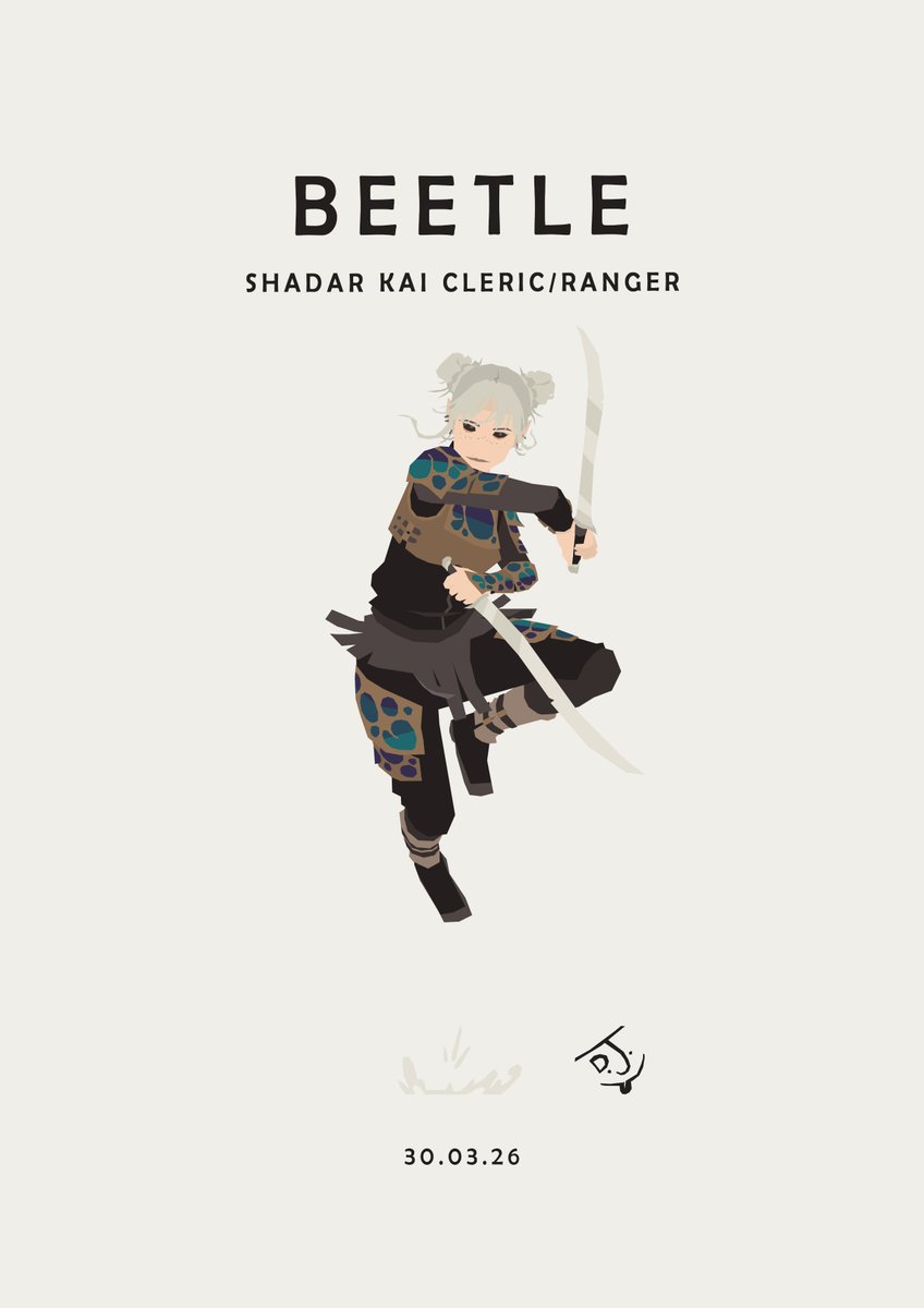 Sketchgoblin's tweet image. Beetle grew up among a loose pack of children in the Shadowfell, where survival came down to instinct, toughness, and knowing when to stand your ground or disappear.
#Cleric #Ranger #Shadarkai