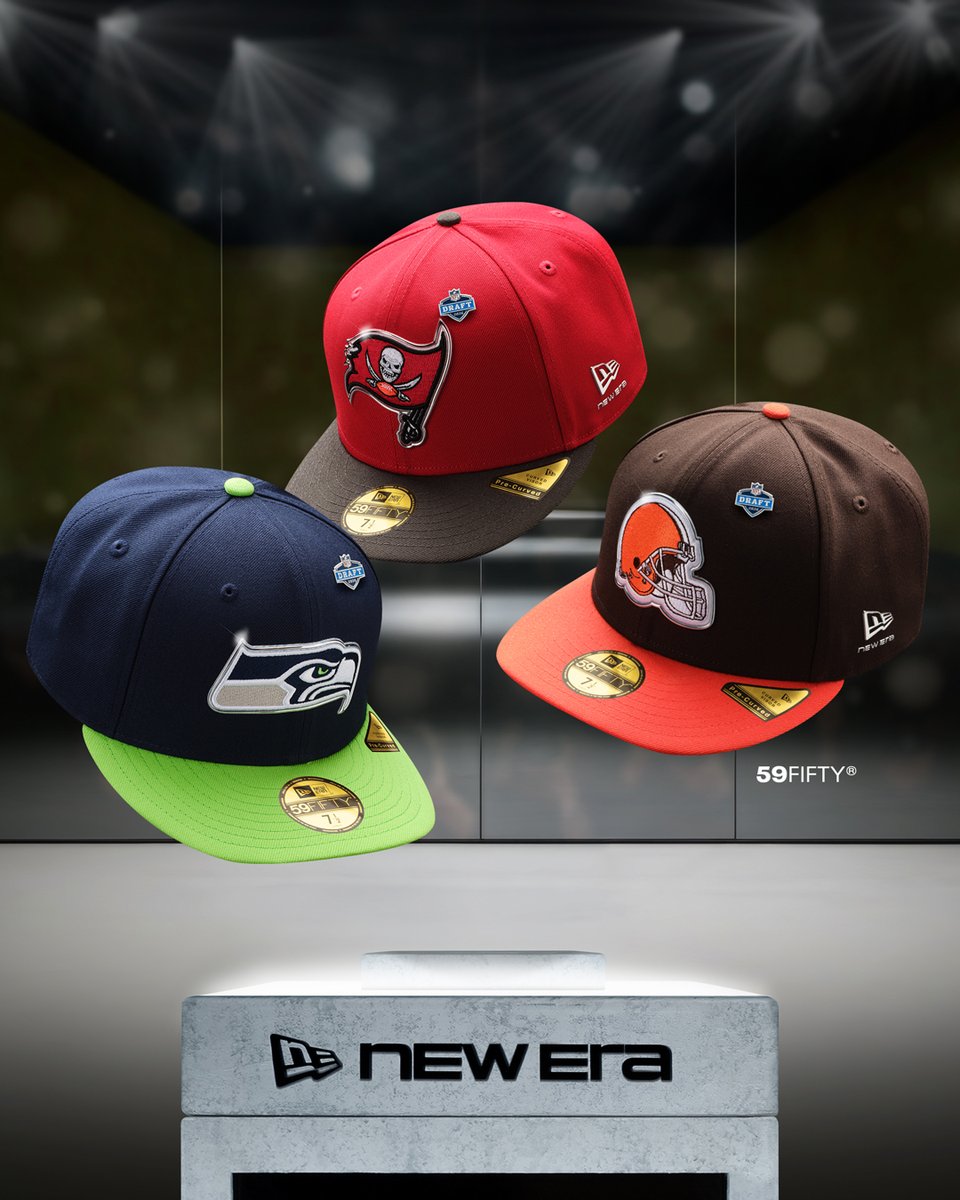 NewEraCap's tweet photo. Prepare for the future of the NFL with official fitted and adjustable styles, including the on-stage 9FIFTY. The Official Cap of the 2026 NFL Draft is available now at New Era Cap. https://t.co/BZIfMIYALn https://t.co/zEaivyBM8T