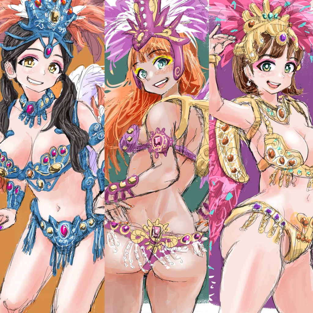 サンバガールズ💃🏻💃🏻💃🏻
#イラスト #illustration 