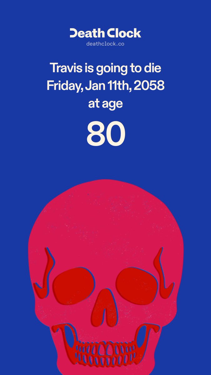I signed up for the #DeathClock app! See your #death date >
deathclock.app.link/vtEc0tNyU1b .h