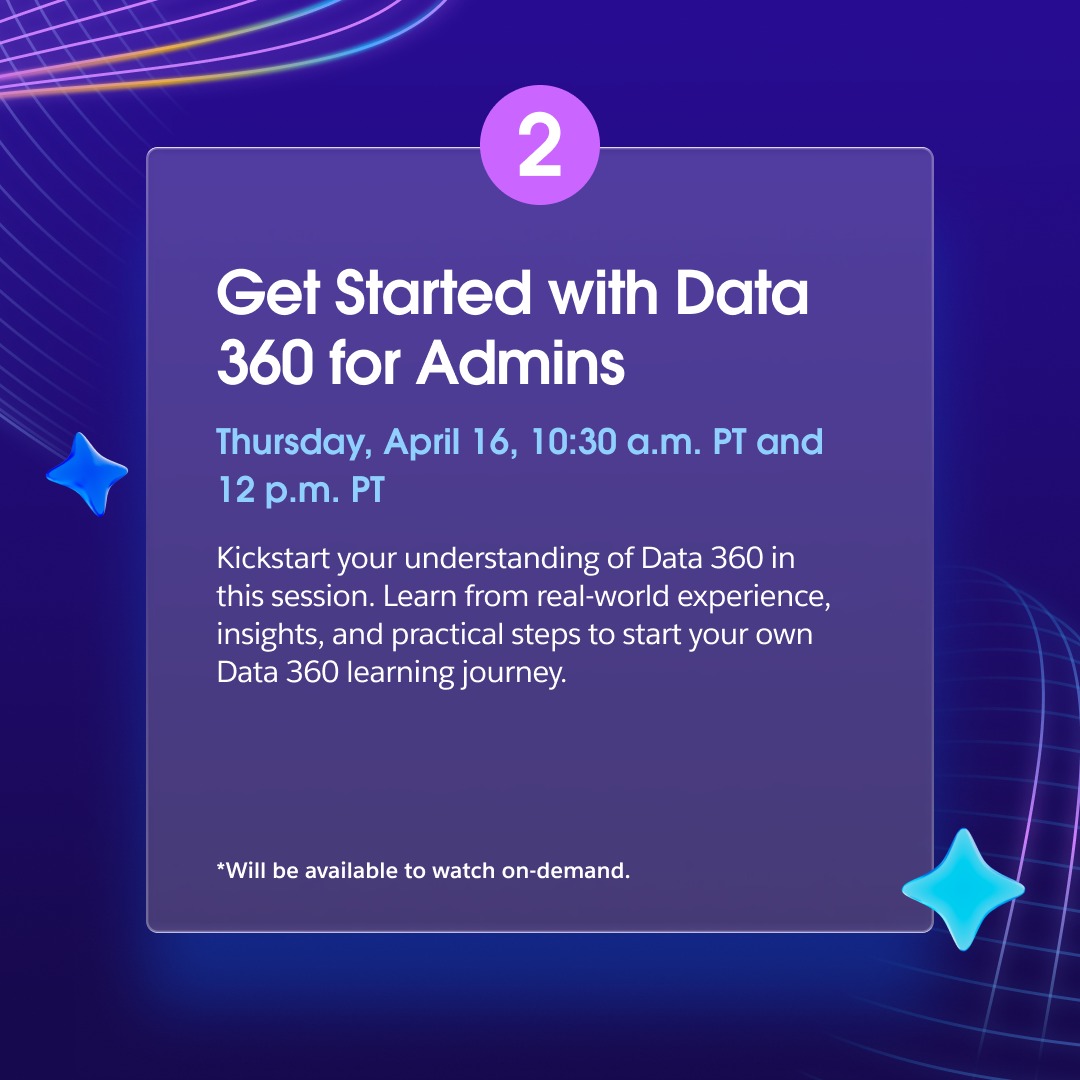 SalesforceAdmns's tweet photo. 🛠️ Build your foundation as an #AwesomeAdmin at #TDX26.

Explore sessions designed to help you get started with AI, Flow, Data 360, Slack, and user access.

Add these sessions to your agenda.