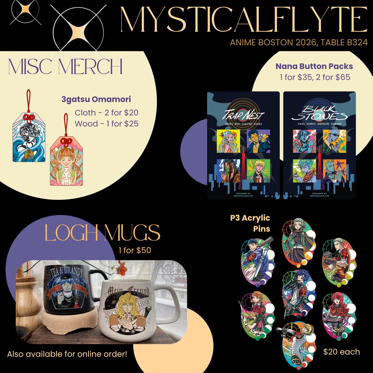 mysticalflyte's tweet photo. Here’s my catalog for @animeboston.bsky.social !! I’ll be at table B324, excited to yap about my niche obsessions 🤗 https://t.co/TDUZgFRn64