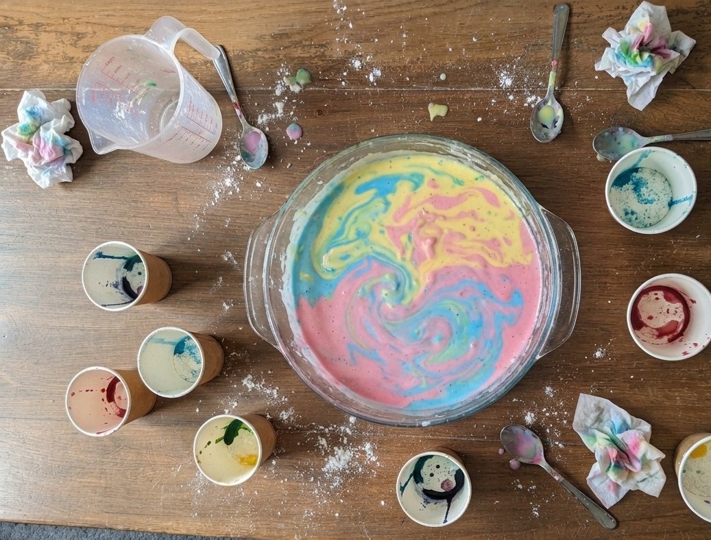 BenjiChildmind's tweet photo. Hi everyone! I hope you're all doing well 😁. This week we turned the coffee table into a lab.

We explored textures and colors using just cornflour, water, and a bit of food coloring.

#childminder https://t.co/EzmS8IjvQe