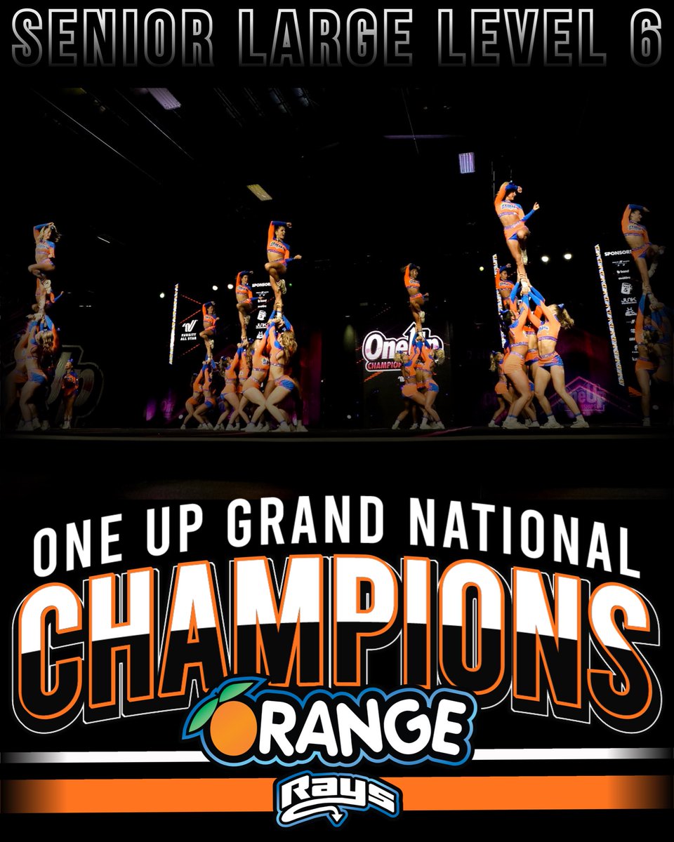 LetsGoRays's tweet image. YOUR SENIOR LARGE LEVEL 6 2026 ONE UP GRAND NATIONAL CHAMPIONS, THE STINGRAY ALLSTARS ORANGE!! 🍊

#TheStingrayAllstars #RAYSthestandard#LetsGoRays #OneOfAKind