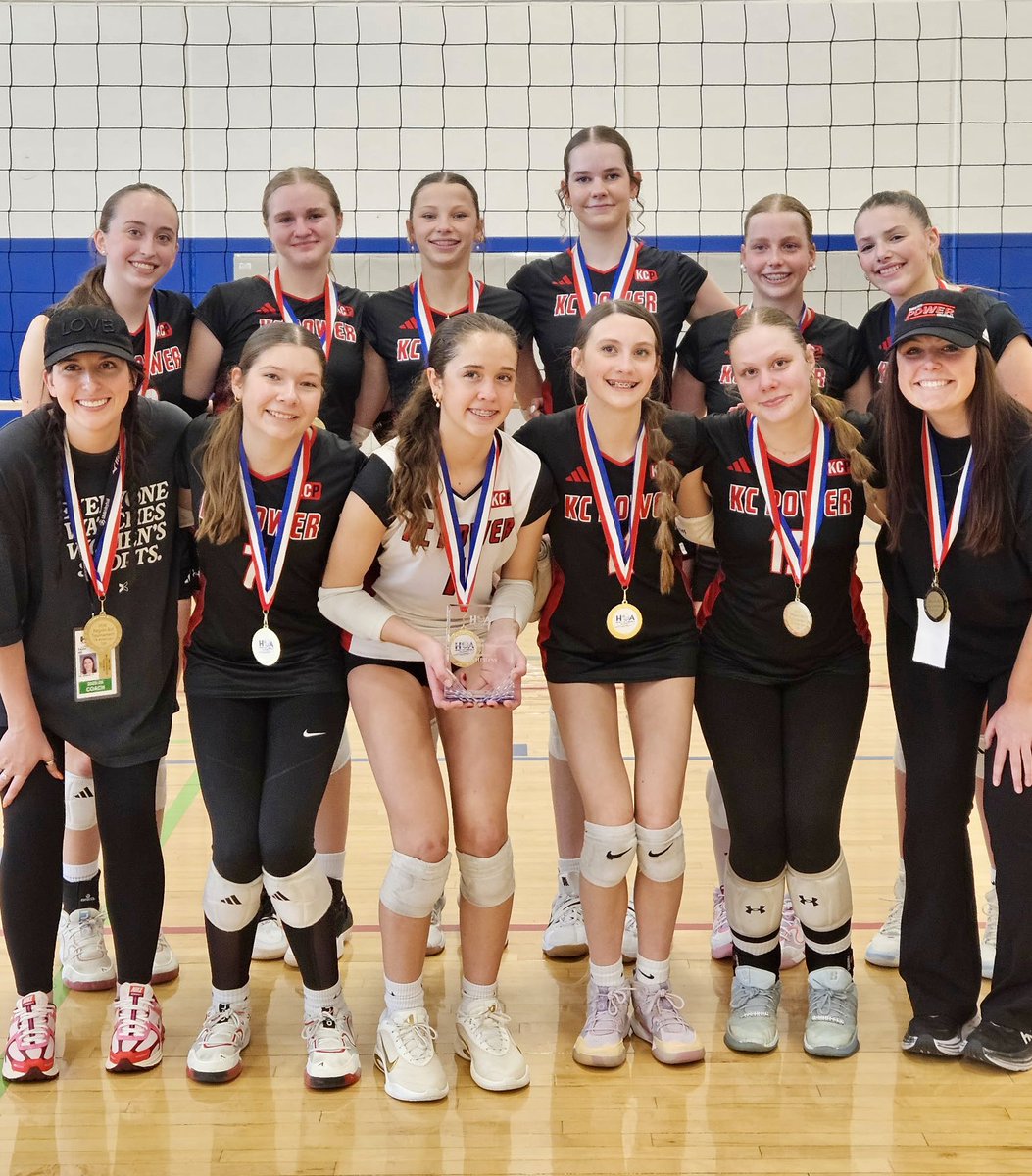 NoraYeldell's tweet photo. HOA Regionals gold bracket champs!  Punched our 🎟️ to Indy!!! @kcpowervb @olathesouth_vb @adidas 🏐 https://t.co/KJkECUvmoO
