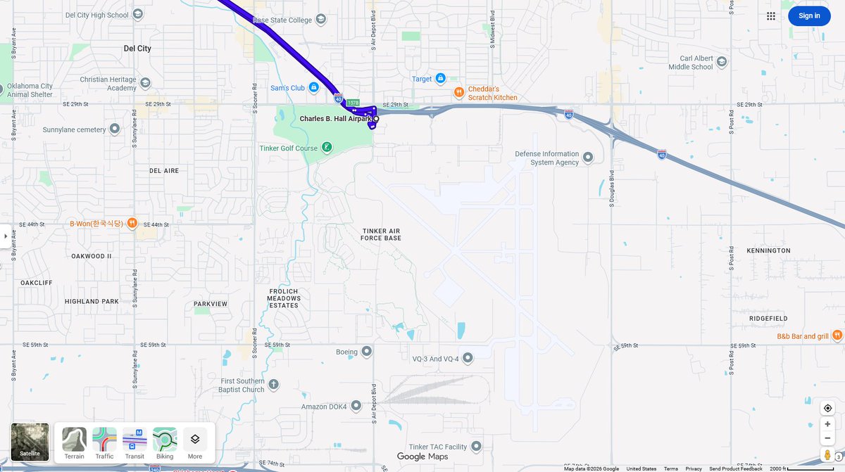 USAS_WW1's tweet image. #UFOTwitter #SundayFunday #UFOs #aviationphotography #planespotting #USAF: Charles B. Hall Airpark, Oklahoma City, OK, by Tinker Air Force Base, has 10 airplanes: F-105D, C-47, B-1B, B-52, RB-47, A-7D, E-6, F-4D, EA-6B, and C-135 with Air Force One like markings. Here's my tour:
