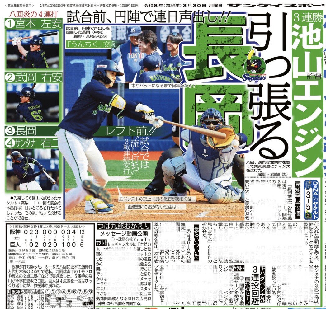 サンスポ×スワローズ tweet media